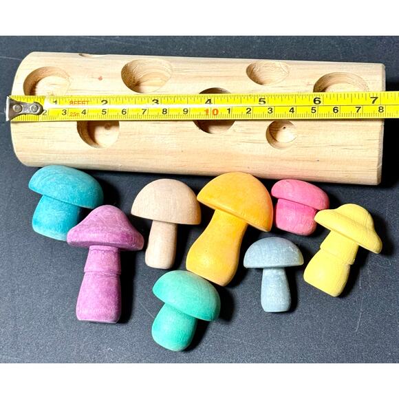 Montessori Wooden Mushroom Picking Toy - Educational Shape Sorting - Picture 7 of 8